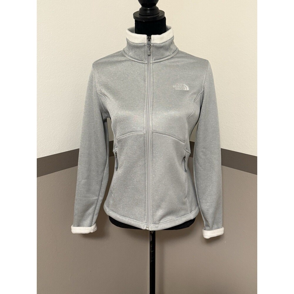 The North Face Women’s Full Zip Fleece Jacket Light Gray Softshell Warm  M  0111